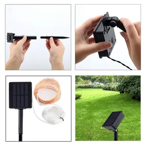 Guirnalda <span class=keywords><strong>de</strong></span> Luces <span class=keywords><strong>Solares</strong></span> Kanlong con Cable <span class=keywords><strong>de</strong></span> Cobre, LED Cálidos, 5M 50LED, 10M 100LED, 20M 200LED, Impermeables, para Interiores/Exteriores, Decoración Navideña - Product Image 4