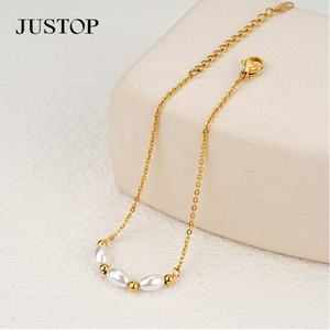 Wholesale Custom Stainless Steel PVD 18K 24K Gold Natural Pearl <b>Shell</b> Trendy Earrings <b>Bracelet</b> Jewelry Set Necklaces Justop - Product Image 5