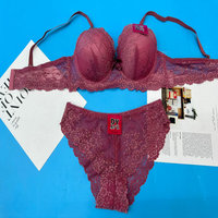 Ensemble Soutien-Gorge et Culotte Femme 2 Pièces Sexy Grande Taille en Dentelle Florale, Modèle CG069, Tailles 38-46, Personnalisable