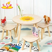 Ensemble de table et de chaises en bois pour enfants de haute qualité, dessin animé animal, W08G351