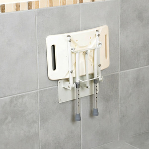 Chaise de douche pliante murale Science, blanche, réglable en hauteur sur 7 niveaux, pieds en aluminium, pour personnes âgées et femmes enceintes - Product Image 2