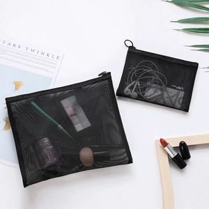 Estuche Transparente de Malla Negra para Lápices, Neceser de Viaje, Bolsa con Cierre para Brochas de Maquillaje - Product Image 5