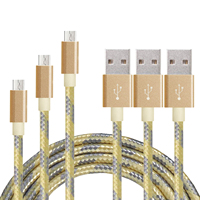 Kabel Data Transfer Pengisian Daya USB Micro 3A Berbahan Nilon Kepang untuk Ponsel Android