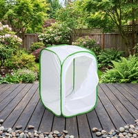 Cage à insectes pliable écologique à motif uni avec fermeture éclair et plateau en plastique pour filet à papillons