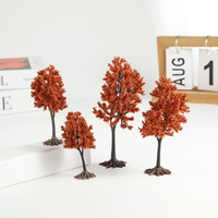 Arbre artificiel miniature en plastique pour table de sable, modèle de paysage d'automne, avec socle, pour micro-environnement artistique
