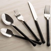 Ensemble de couverts en titane de haute qualité 18/0, cuillère et fourchette forgées à la main, dorées, robustes, écologiques, modernes