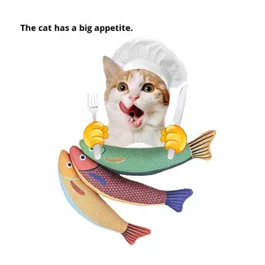 Keten kedi oyuncak simülasyon çuval bezi Catnip balık yavru diş çıkarma eğitim sopa için kendini zevk ve sıkıntı kabartma Pet oyuncak - Product Image 4