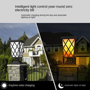 Moderno Solar IP65 impermeable LED Pilar luces E27 Base exterior puerta principal luz con blanco cálido para jardín y construcción - Product Image 3