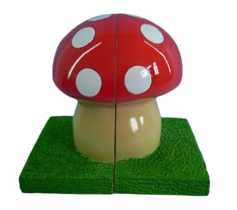 Custom Resin Bookends Creative Children's Bookshelf Bookends Cute Mushroom Green Lawn Decoration