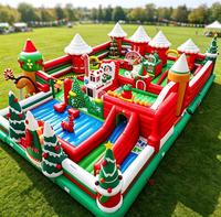 Parcours d'obstacles gonflable de Noël, village d'hiver du Père Noël, aire de jeux rebondissante, jeu de carnaval pour la location événementielle