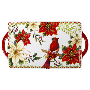 Assiette de style européen et américain Assiette créative d'oiseau rouge de Noël Assiette plate peinte à la main Plateau rectangulaire distinctif - Product Image 5