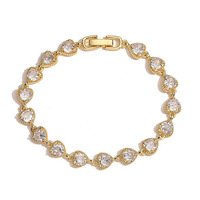 Trendy messing hartvormige tennisarmband met ijskoude kleurrijke 5A zirkonia diamanten & zirkonia edelstenen modeketting & schakelsieraden