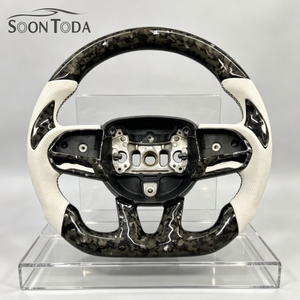 Nouveau produit : Volant en cuir perforé en fibre <span class=keywords><strong>de</strong></span> carbone forgée pour Dodge Challenger - Product Image 1