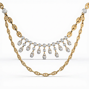 Collar de Barra con Diamantes de Laboratorio Multiforma de 2ct, E-F VVS VS, Collar de Oro de 14k con Racimo de Diamantes - Product Image 1