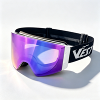 Masque de ski et de snowboard OEM personnalisé à vision large sans monture et ventilé, avec lentille magnétique à échange rapide, système de fixation latérale, anti-buée UV400