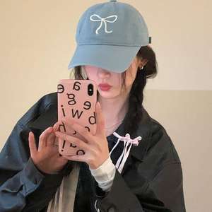 Casquette de baseball 7 panneaux brodée avec nœud pour femme, style coréen, rose mignon, protection solaire respirante, casquette bec de canard - Product Image 3