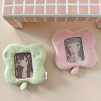 Porte-cartes photo en peluche trèfle à quatre feuilles rose mignon, porte-carte de bus, bande de protection pour carte d'identité, affichage de photos Kpop, pendentif pour sac d'école