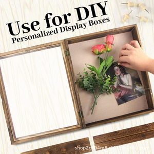 Shadow <b>Box</b> Frame With Flip Top And Lock 4 Layers Rectangle Desktop Display Case For <b>Photo</b> Medal Dried Flower Specimen <b>Storage</b> - Product Image 3
