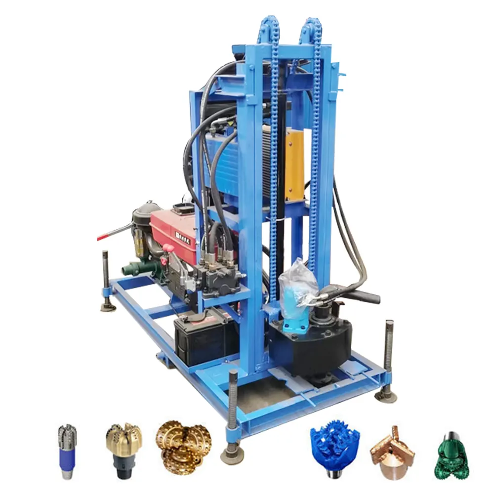 Portable 100M 200M DRILL RIG diesel engine 80m deep portable small water well bore hole well drilling machine