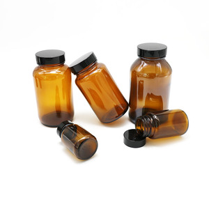 Bouteilles <span class=keywords><strong>en</strong></span> verre <span class=keywords><strong>de</strong></span> différentes tailles, <span class=keywords><strong>de</strong></span> forme ronde, pour emballages médicaux, médicaments, vitamines, comprimés, poudres, suppléments, capsules, médicaments, avec bouchons - Product Image 4