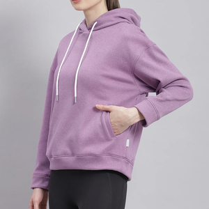 <b>Ladies</b> <b>Longline</b> Hoodie <b>Sweatshirt</b> Stylish Oversized Hooded Pullover Badge Sequined Details ODM for Casual Everyday Wear - Product Image 1