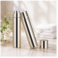 Flacon pulvérisateur cylindrique en PET de 15 ml/0,15 oz avec logo personnalisé, finition dorée électrolytique, vide, pour cosmétiques et toniques, vente en gros