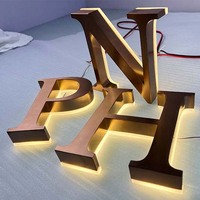 Enseigne lumineuse en acier inoxydable finition brossée IP65 certifiée CE&RoHS, logo rétroéclairé, lettres rétroéclairées LED, logo 3D laser
