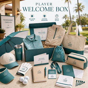 Corporate Sports Event Welcome Pack With Custom Logo Polo Jacket Cap Bottle <b>Notebook</b> Cooler Bag Player Check In Gift <b>Set</b> - Product Image 1