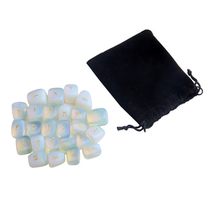 Màu xanh và trắng màu opalite Opal Đá khắc Elder futhark runic Bảng chữ cái ngoại giáo chữ Viking Rune - Product Image 2