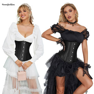 Top vente femmes <span class=keywords><strong>Pirate</strong></span> Cupless <span class=keywords><strong>Bustier</strong></span> 26 Robs taille formation Corsets XXS Busk Clips acier désossé sous le buste Corset avec Pita - Product Image 5