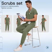 Ensembles de blouses médicales lavables unisexes en tissu polyester Dobby, col en V, manches courtes, combinaison à fentes, uniforme pour spa, esthéticiennes, infirmières, usage médical