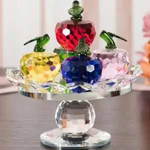 Artisanat rotatif en cristal artificiel Morden cadeaux assiette de fruits de pomme cadeaux pour la décoration de la Table de la maison