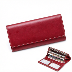 Custom Men's <b>Clutch</b> Card Holder Button <b>Purse</b> Bifold Travel Wallet Business Long Genuine Leather Wallet Nylon Large Capacity - Product Image 1