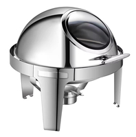 Réchaud à nourriture en acier inoxydable de luxe, équipement de service de buffet, traiteur, réchaud à alcool rond doré de 6 l, chauffe-plat à vendre