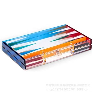 Juego de Backgammon Acrílico Personalizado Multicolor, Fichas Pequeñas de Lucite, Tablero con Cierre Magnético, Estuche de Viaje Transparente - Product Image 2