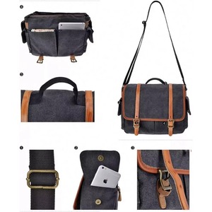 Sac à bandoulière tactique en cuir imperméable BSCI, style vintage, pour appareil photo, avec compartiment pour objectifs - Product Image 5