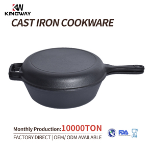 Ensemble de cuisson 2-<span class=keywords><strong>en</strong></span>-1 <span class=keywords><strong>en</strong></span> <span class=keywords><strong>fonte</strong></span> robuste de 3,2 litres : <span class=keywords><strong>cocotte</strong></span> hollandaise et poêle à frire avec couvercle - Product Image 1