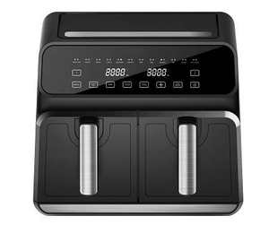 Freidoras de aire inteligentes digitales sin aceite para el hogar, 4L + 4L, doble zona, temperatura ajustable, capacidad de 8L, con cestas dobles - Product Image 1