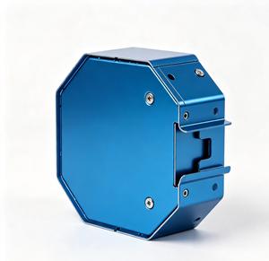 Pièce en tôle d'aluminium hexagonale usinée CNC, composant de précision, finition bleue, service de fabrication sur mesure de tôles. - Product Image 2