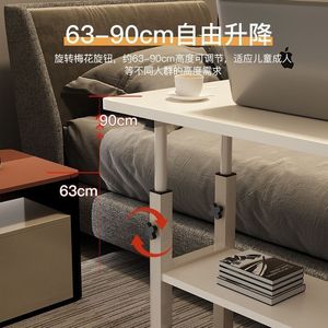 Mobile Computer <b>Desk</b> With Bookshelf Adjustable Height Bedside <b>Study</b> Table For Home Office Student Use - Product Image 4