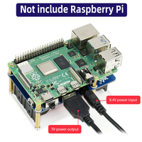 Raspberry Pi UPS HAT (B) Fuente de Alimentación Ininterrumpida de 5V 5A de Alta Corriente con Conector de Pines Pogo para Pi 4B Herramienta de Desarrollo de Sensores