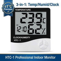 Thermomètre numérique d'ambiance, hygromètre et horloge