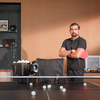 Robot de service de tennis de table portable, mini-machine à balles de ping-pong, 60R/S, vitesse de rotation 2-15m/s, contrôle par application, robot d'entraînement pour la maison
