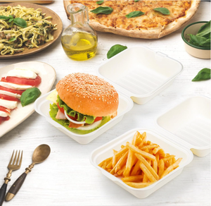 Caja Biodegradable Personalizada de 6x6 Pulgadas para Hamburguesas, Envase Desechable de Almidón de Maíz y Fibra de Caña de Azúcar para Comida Rápida - Product Image 5
