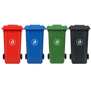 Industrial Dustbin Plastic Mobile Garbage Container Trash Can 2 Wheels 240 Liter Waste Bin