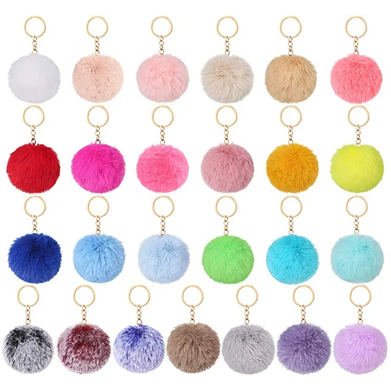 8Cm Giả Thỏ Lông Bóng Pom Pom Keychain Nhân Tạo Lông Tự Làm Đồ Trang Sức Mặt Dây Chuyền Phụ Kiện Lông Phun Bóng Keychain