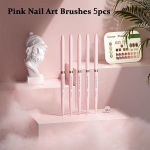 Oferta Especial al por Mayor: Pinceles Delineadores de Nailon/Kolinsky Personalizados de 4/8/12/20/25mm con Detalle de Rayas Rosas para Arte de Uñas - Product Image 5