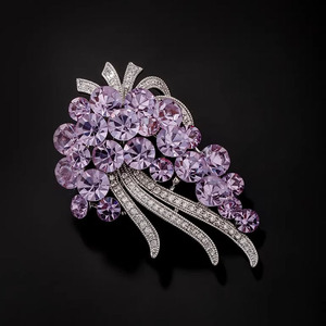 Broche de Flores de Cristal Violeta, Broche de Flores Elegante, Estilo Coreano de Lujo, Joyería para el Cuello, Broches Plateados, Regalo de Boda o Compromiso - Product Image 2