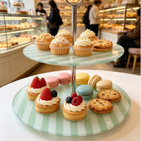 Support à gâteau décoratif en verre trempé à 3 niveaux pour la présentation de cupcakes et de desserts, support à gâteau en verre trempé au design personnalisé