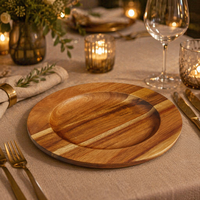 Groothandel Veelzijdig Servies Rond Acacacia Hout Oplader Plaat Voor Diner Gerechten Snack Dessert Salade Vruchten Voor Plaats Instelling